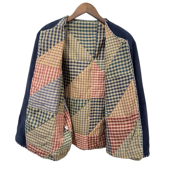 Country Lace Navy With 3D Applique Santa Reindeer Jacket Cardigan Coat Ugly - Picture 5 of 9